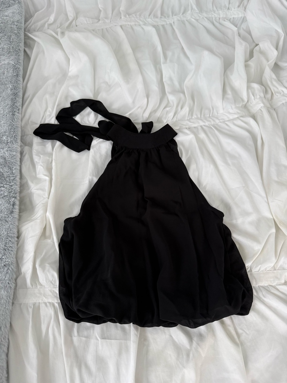 Black Halter Neck Bubble Hem Top